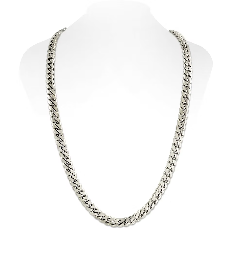 14k White Gold 10mm Cuban link chain