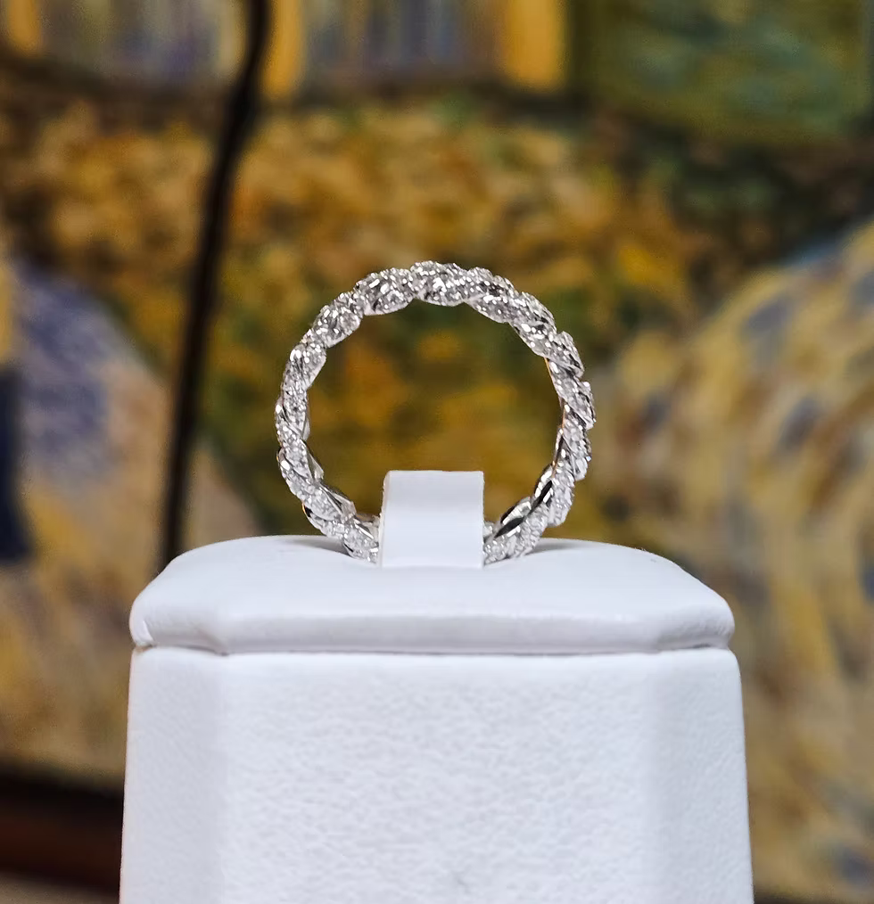 4.5mm - SQUARE CUBAN RING -10k - LAB DIAMONDS
